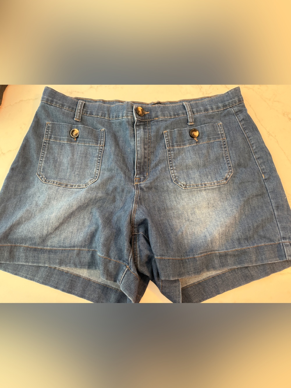 Nanette Lepore Denim Short with Front Patch Pockets - Blue